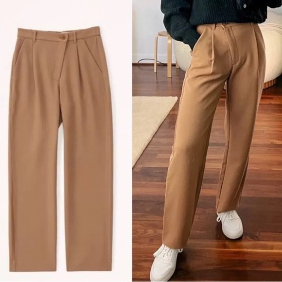 Abercrombie & Fitch Pants - Abercrombie Tailored Relaxed Straight Pant. Camel brown. High rise. Size 30/10s